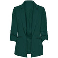 Women Casual Loose Fit Coat with Patchwork Long Sleeves Suit Collar No Buttons Long Length Women Jacket for Office Style Autumn