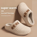 Women's Winter Knitted Mule Slippers Fleece Lined Warm Clogs with Adjustable Buckle Soft Thick Sole Indoor Outdoor House Shoes