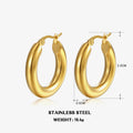 Women Earrings Hoop For Classic Fashion Smooth Round Hoop Earrings For Women Stainless Steel 5mm Thick Ear Buckle Huggie Earrings Circle Vintage Jewelry