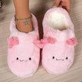 Winter Women Pink Axolotl Cute Cartoon Plush Slippers Indoor Fuzzy Warm Non-slip Bedroom Anti-slip Fluffy Shoes
