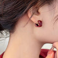 Red Wine Drip Glaze Stud Earrings for Women Fashion Vintage Square Earrings Jewelry Gift Party Accessories Серьги Женские