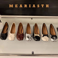 split Toe Shoes Tabis Ballet Flats Women Black Leather loafers Mary Janes Plus Size 44 Butterfly Knot Ballerinas Zapatos mujer