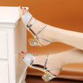 Summer New Korean Style Glitter Decor Women's Heeled Mules 2026 Fashion Round Toe Solid Chunky Heel Women Shoes Туфли Женские