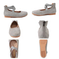 Women Mary Jane Flats Round Toe Ballet Shoes Elastic Cross Strap Comfortable Casual Flat Shoes Soft Suede Ladies Office Walking