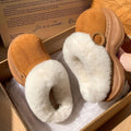 Chunky Bottom Furry Fur Home Slippers for Women Warm Plush Soft Sole Bedroom Slippers 2026 Winter No Slip Closed Toe Shoes Women