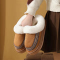 Soft Fluffy Thick Bottom Embroidery Cotton Slippers Couple Plus Size Winter Indoor Outdoor Plush Slippers Women Fuzzy Fur Shoes