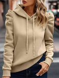 2024 Autumn Winter New Polo Hoodie Solid Color Long Sleeve Fashion Stacked Sleeve Casual Comfortable Women's Hoodie