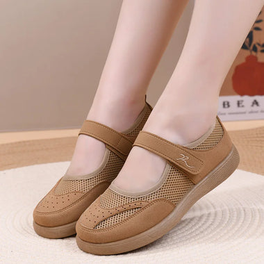 Women Mesh Mary Jane Shoes Soft Rubber Sole Breathable Walking Flats
