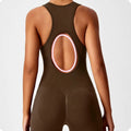 Women Yoga Seamless Peach Booty One-Piece Yoga Bodysuit - V-Back Tummy Control Gym Outfit for Women - Sexy Workout Jumpsuit Fitness Bodycon