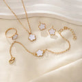 Golden Round Bead Heart Pearl Bracelet Necklace Set For Women Fashion Personalized Daily Accessory Party Jewelry Birthday Gifts