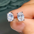 New Oval Cubic Zirconia Stud Earrings for Women White/Pink/Yellow CZ Minimalist Gift Simple Elegant  Trendy Jewelry