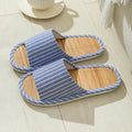 House Slippers Bamboo Women Striped Autumn Home Couples Indoor Non Slip Funny Sandals Shoes Male Soft Flat Summer For Tatami