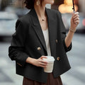 ZANZEA Woman Elegant Short Blazer Peak Lapel Long Sleeve Double-Breast Solid Color Casual Jackets Spring Office Wear Outerwear