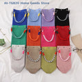 TG820]Mini Knitted Bucket Bag Women Small Handbag Geometric Colorblock Wristlet Purse With Detachable Handle 1PC