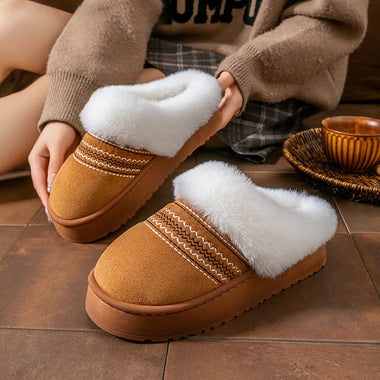 2026 New Women's Plush Slippers Indoor Warm Thick Bottom Home Slippers Fashionable Comfortable Non slip Cotton Drag