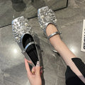 High Quality 2025 Women Flats Shoes Women Loafers Platform Slippers Shiny Women's Casual Shoes Ballet Shoes Bling Mules Shoe