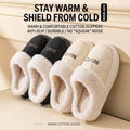 Unisex Winter Warm Plush Slippers Women Men Cute Bear Quilted Platform House Shoes Waterproof Non Slip Indoor Outdoor Home Mules