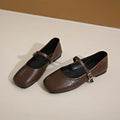 2025 New Women's French Vintage Mary Janes - Genuine Leather Flats with Antique Brass Buckle, Low Heel Dress Shoes for Spring