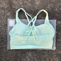 Solid Color Soft Cross Back Women Fitness Bra Tights Yoga Vest High Strength Shockproof Gym Sports Top Push Up With Chest Pad