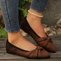 Breathable Fly Woven Women Ballet Flats Pointed Toe Bowknot Slip On Light Soft Sole Daily Casual Ladies Flat Shoes