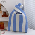 Reusable Knitted Stripe Wrist Bag Woven Handbag Stripe Female Shopping Bags Large-capacity Knitted Bucket Bag Women Tote Bags