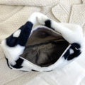 Fashion Leopard Print Shoulder Bag Solid Color Zipper Underarm Handbag Faux Fur Soft Women's Shoulder Bag Winter Season