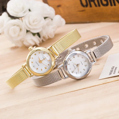 Women Fashionable Versatile Quartz Watch Alloy Circular Dial Stainless Steel Watchband Simple Casual Wristwatch