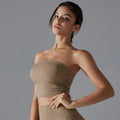 Women Padded Bandeau Tube Top Strapless Wireless Sports Bra Solid Bodycon Yoga Crop Top Push Up Underwear Sexy Fitness Gym Top