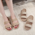 New Linen Slippers for Women at Home, Indoor Anti Slip Couple Summer Floor Slippers Men Shoes