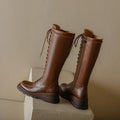 New Split Leather Platform Wedges Women Boots Round Toe Lamb Hair Short Boots for Women High Heels Winter Knee-high Boots Women