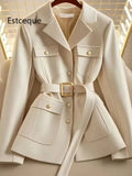 New 2025 Autumn Blazer Coat Women Long Sleeve Casual Single Breasted Elegant Office Waist Ladies Suit Jacket Outerwear