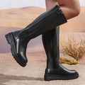 Women’s Platform Chelsea High Calf Riding Boots Elastic Gore Anti‑Slip Platform Not Over‑the‑Knee Fall Winter Fashion Long Boots