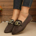 2026 Hot Sale Women Flat Shoes Outdoor Metal Decor Slip on Soft Sole Shallow Loafers .Comfortable Casual Walking Shoes for Women