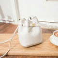 Fashion PU Leather Simple Bucket Bag Versatile Mini Shoulder Bag Solid Color Large Capacity Crossbody Bag Commuting Tote Bag