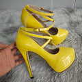 Women High Heels Stilettos Platform Women Stilettos Pumps Sexy Shallow Round Toe Slingback Super Platform Ankle Strap High Heels Elegant Banquet Party Wedding Shoes