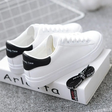 Small White Shoes Female Students New Spring and Autumn Leather Flat Running Shoes Sneakers Breathable Women's Board Shoes