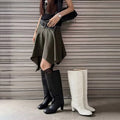 Autumn and Winter New Knee High Boots Women Designer Heel High Black Boots Women's Leather Boots Plus Size 35-42 Botas De Mujer