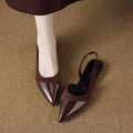 Spring New Women Sandal Fashion Pointed Toe Shallow Slip on Dress Mules Shoes Thin Low Heel Slingback Sandals