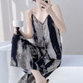 Light Luxury Cotton Silk Pajamas Suit Women Spring Autumn Suspender Two-piece Loungewear Female Loose Simple Solid Set Ladies