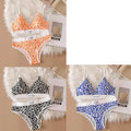 3/6pcsSeamless Bra Set, Low Rise Underwear, Leopard Print Bra, Sexy Lingerie Set, V-Neck Sports Bra, Women'S Cotton Lingerie Set