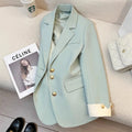 Single Breasted Notched Blazer Jackets Fashion Women Solid Long Sleeve Office Lady Blazers Casual Spring Autumn Female Clothes