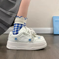 Women Sneakers Platform Casual Shoes Lace-up Breathable Star White Shoes Retro Running Shoe Outdoor Height Increase Women Shoes