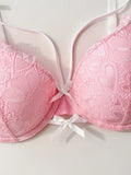 Cute Solid Lace Underwire Bra for Women Sexy Push-Up Comfortable Breathable Daily Lingerie