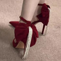 2024 New Womens Stilettos Sexy Pointed Luxury Red Women's Wedding Shoes Fashion Bow Design Casual Dress Party High Heels Zapatos