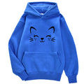 Simple Word Cat Happy Pattern Women Hoodies Fashion Casual Streetwear Personality Hip Hop Hoodie Trendy Fleece Pulloverar
