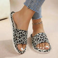 Linen Leopard Women's Slippers House Flats Spring Summer Designer Woman Shoes Trend Hemp Indoor Slides Ladies Soft Sole Open Toe