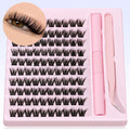 GROINNEYA DIY Eyelash Clusters Kit Thick Eyelash Clusters D Cur Wispy Individual False Eyelashes Eyelash Extensions Makeup Tool