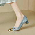 2026 Spring/Fall Hollow-Out Women's Flats - Patchwork Chunky Heel Shallow-Cut Vintage Shoes, Temperament Commuter Fashion Shoes