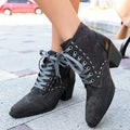Women's Boots 2026 Autumn New Round Toe Lace-up Short-leg Boots Fashion Non-slip Block Heel Women's Shoes