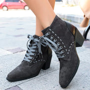 Women's Boots 2026 Autumn New Round Toe Lace-up Short-leg Boots Fashion Non-slip Block Heel Women's Shoes